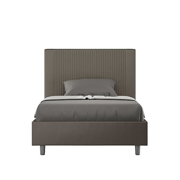Lit coffre capitonné 120x190 Goya cappuccino simili cuir