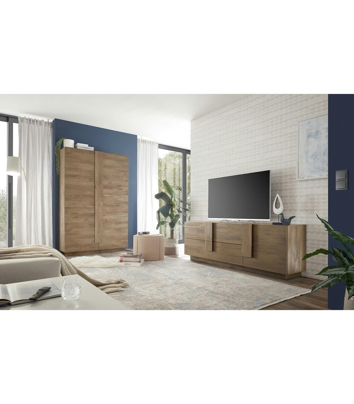 JUPITER - Meuble TV 2 tiroirs et 1 porte - L182 cm