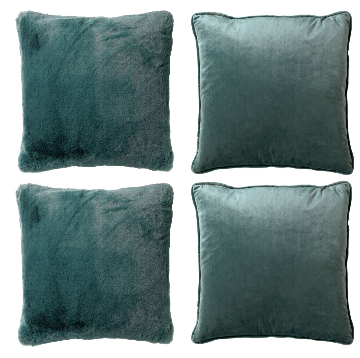 KUSSENSET - 4-delig Soft Textures - 45x45 cm - inclusief binnenkussens - groen