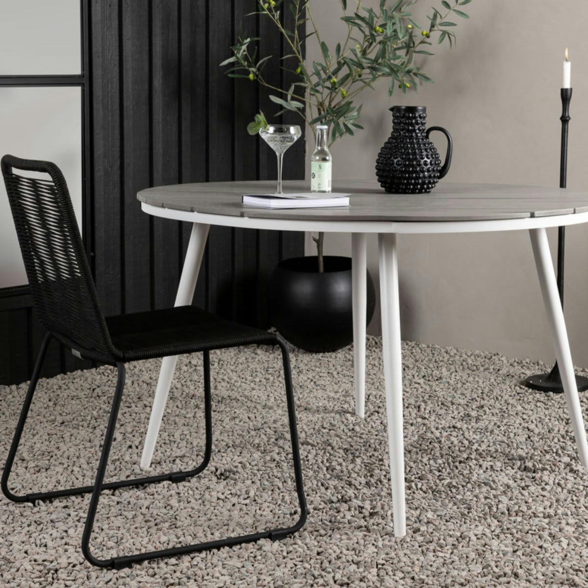 MARTINA - Table de jardin ronde 120cm en bois gris