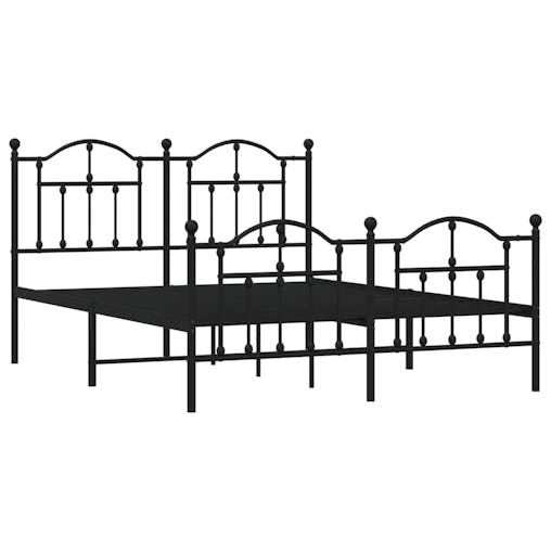 NNEVL Metal Bed Frame with Headboard and Footboard Black 153x203 cm Queen
