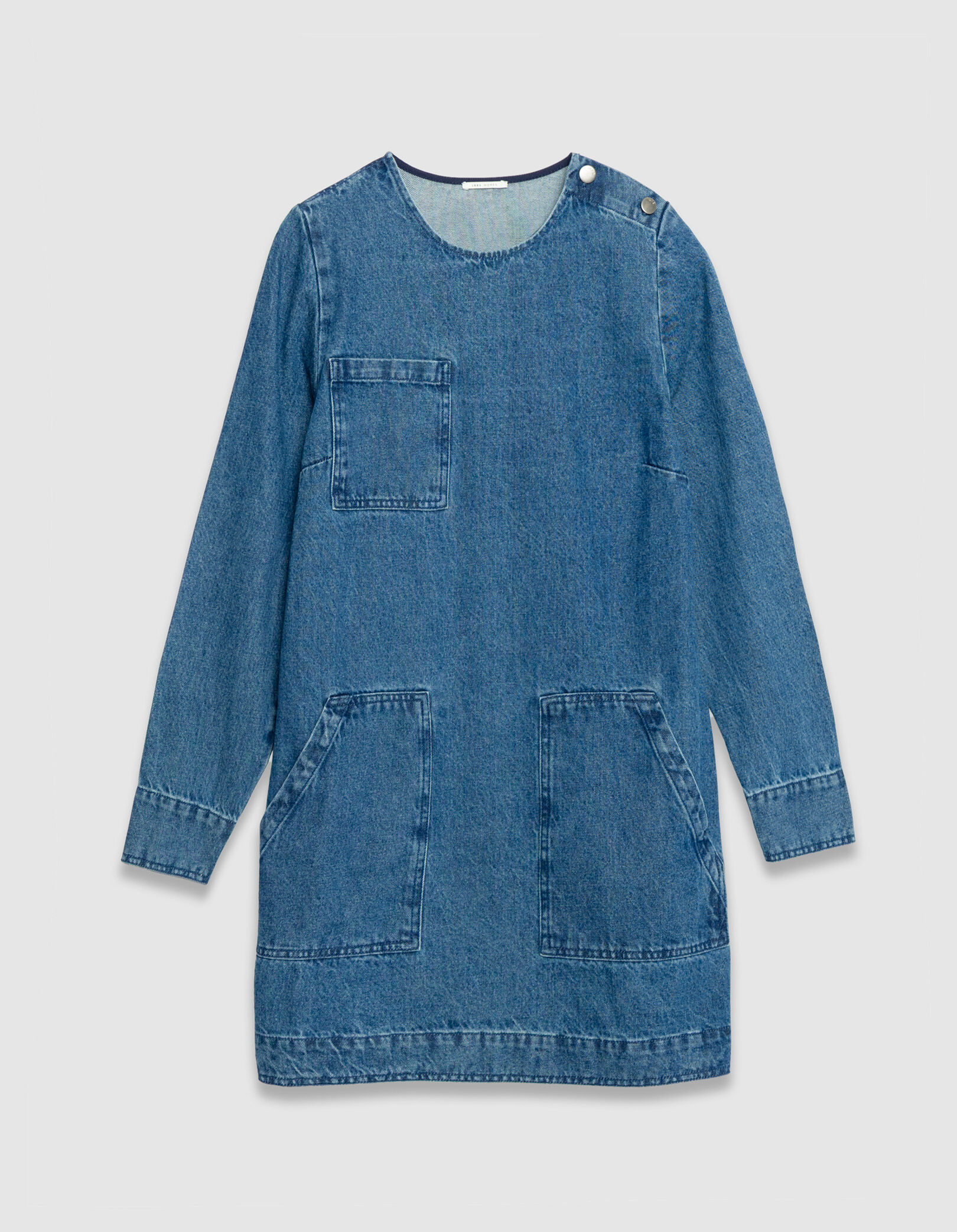 Robe en jean bleu trois poches plaquées Femme