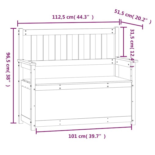 NNEVL Bench 112.5x51.5x96.5 cm Solid Wood Pine