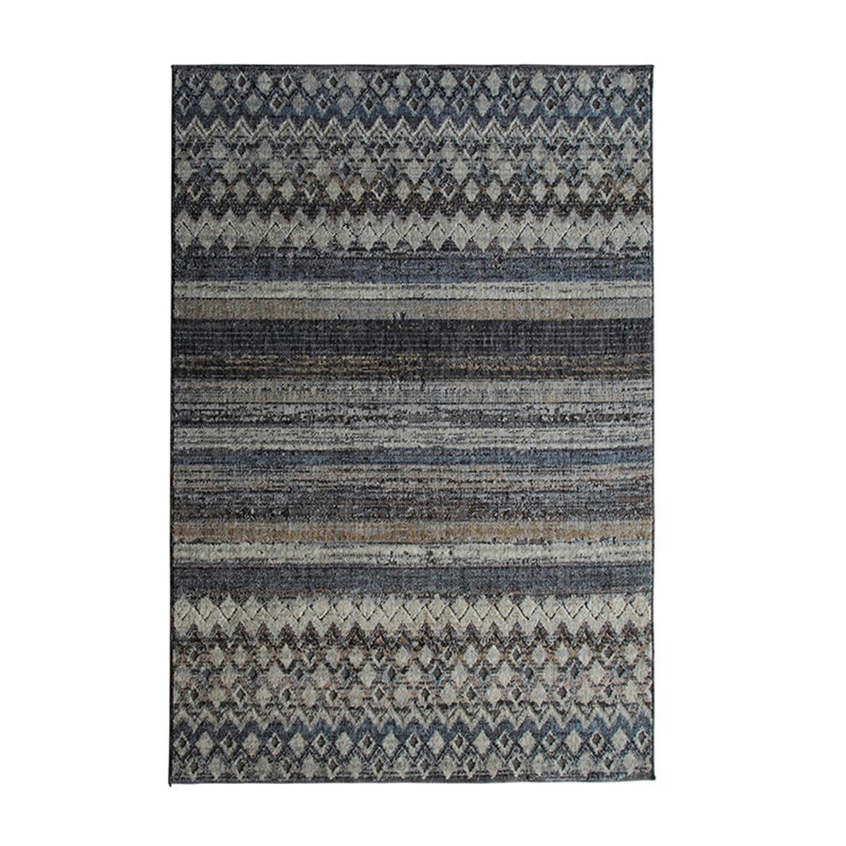 RECYCLE - Tapis extra-doux motif horizon gris noir beige 120x170