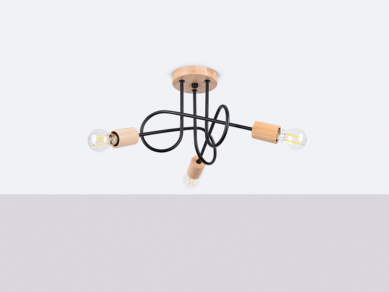 Lampa sufitowa Ember3-punktowa stalowa czarna