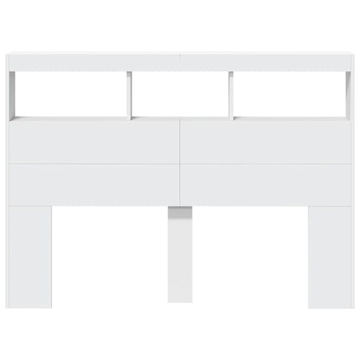 NNEVL Headboard Cabinet with LED White 140x17x102 cm