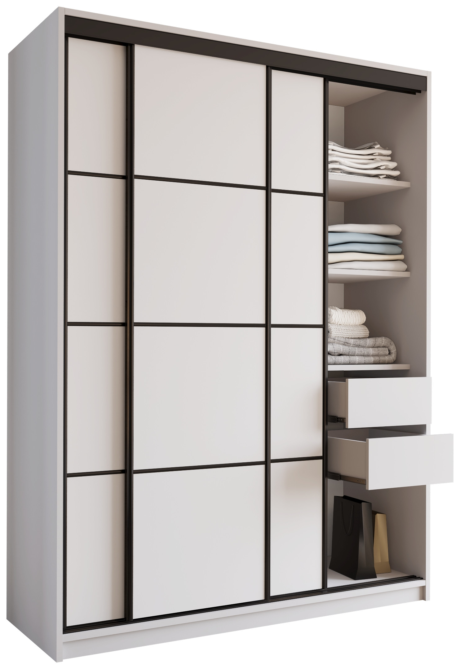 Szafa przesuwna 150 cm LOFT biały duża