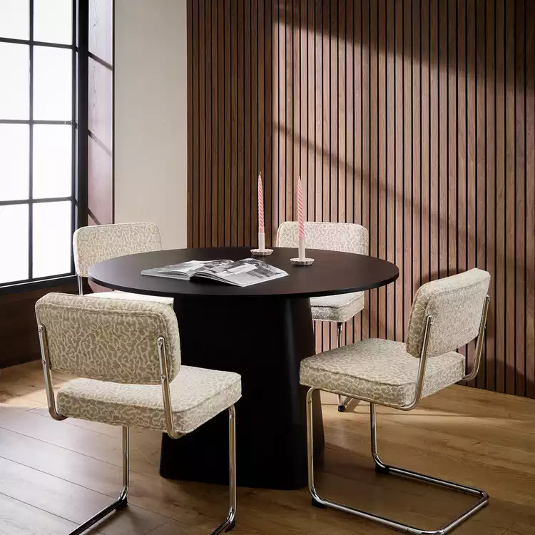 Habitat Arelo Black Dining Table & 4 Natural Chairs