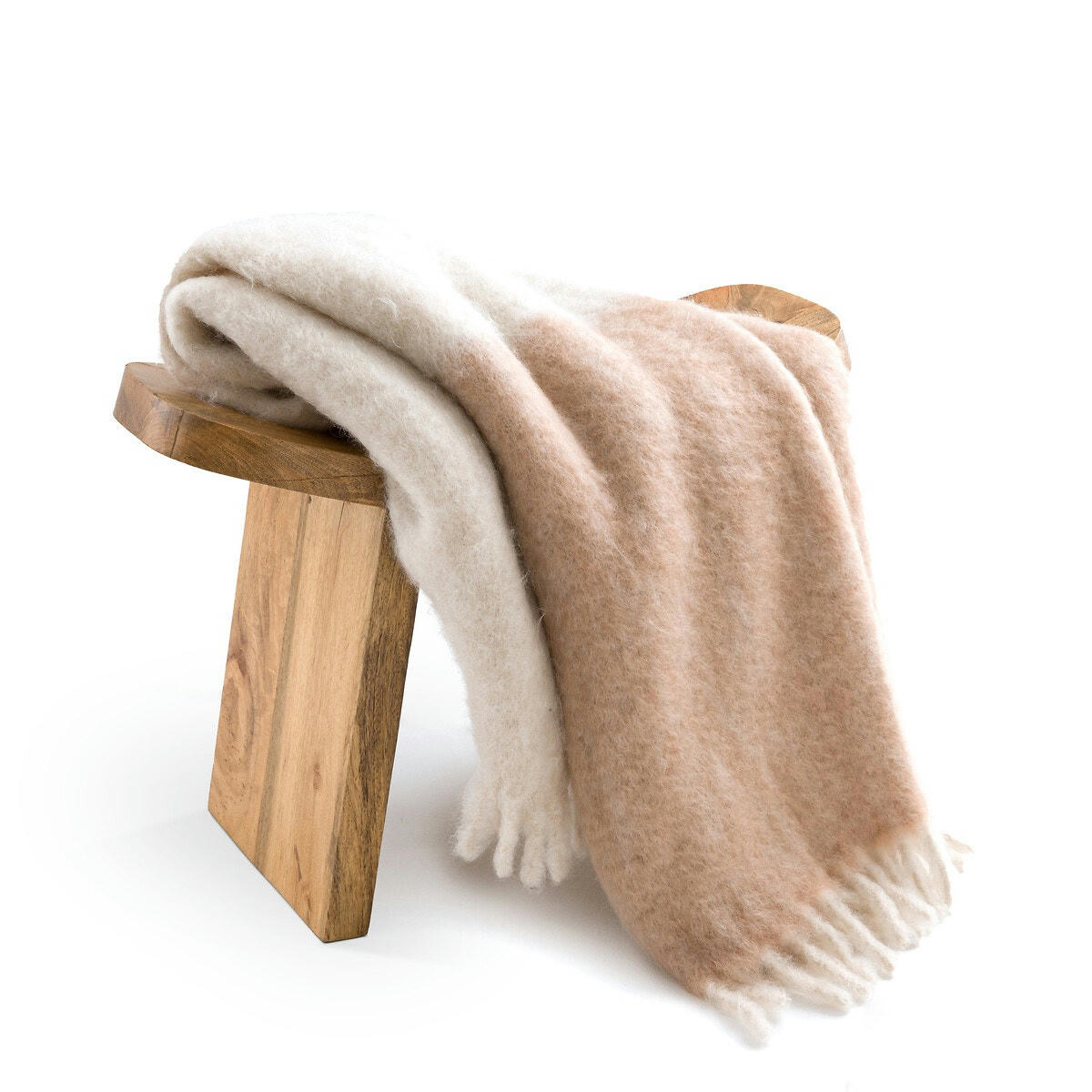 Plaid bicolore, laine et polyamide, Tzara