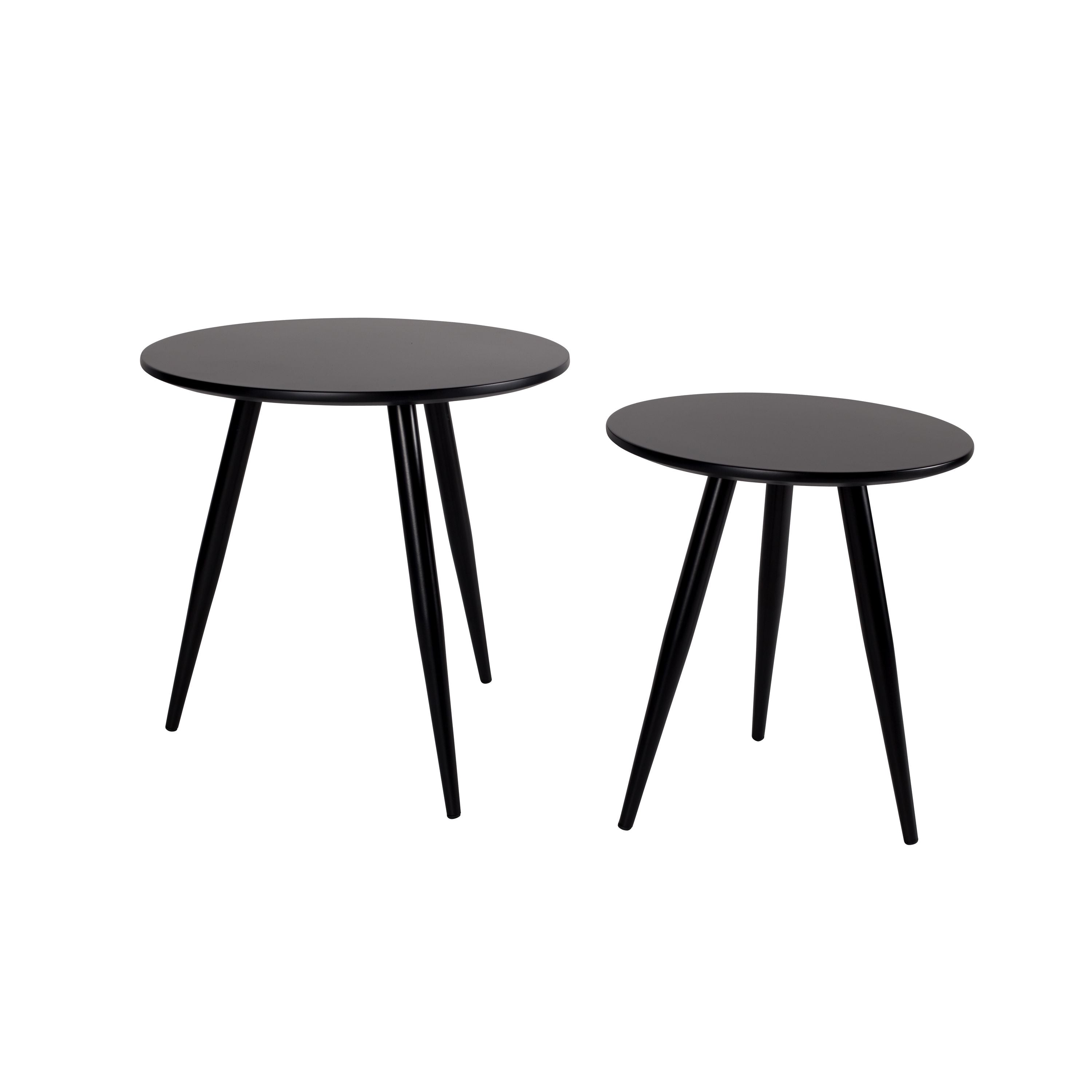 Housecraft Living Daven Bijzettafel Rond Hout Zwart - Set van 2