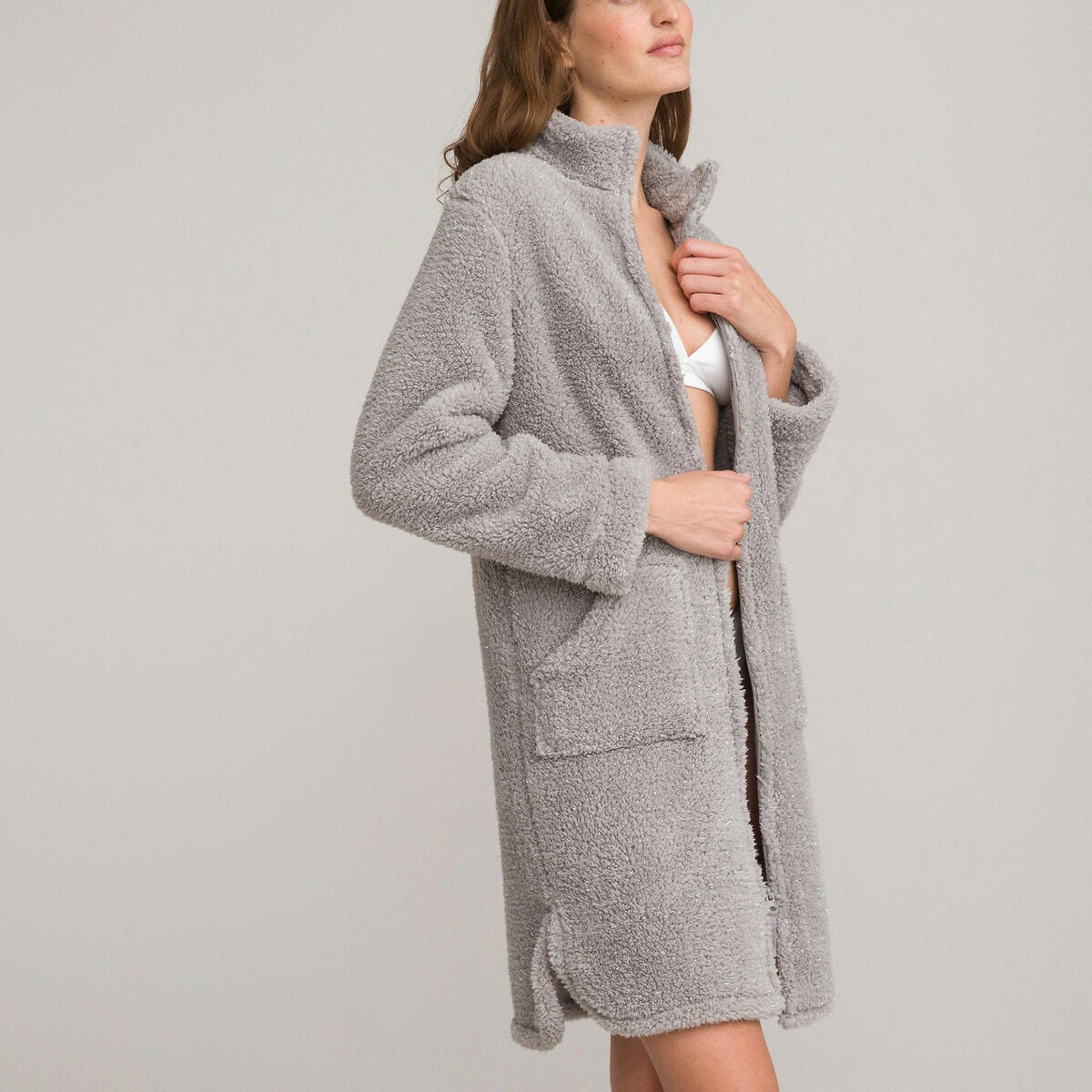 Robe de chambre zippée, en maille polaire