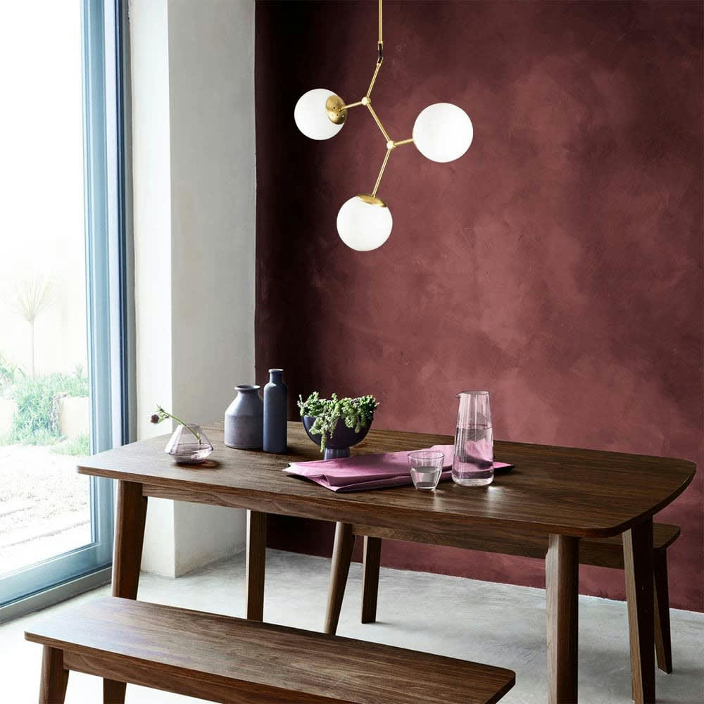 MULEN - Suspension nordique doré 3 lumières et sphères en verre