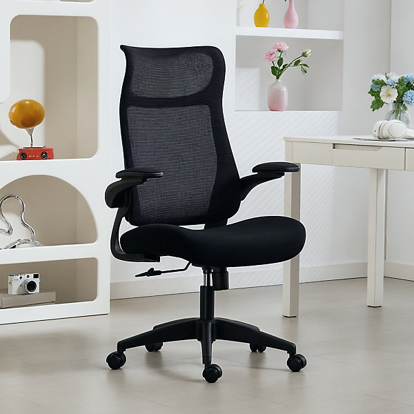 Chaise bureau ergonomique réglable accoudoirs 4D relevables rembourrés maille noir