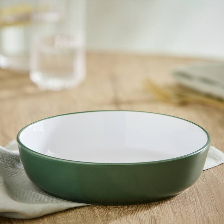 Habitat Two Tone 4 Piece Stoneware Pasta Bowls-Green & White