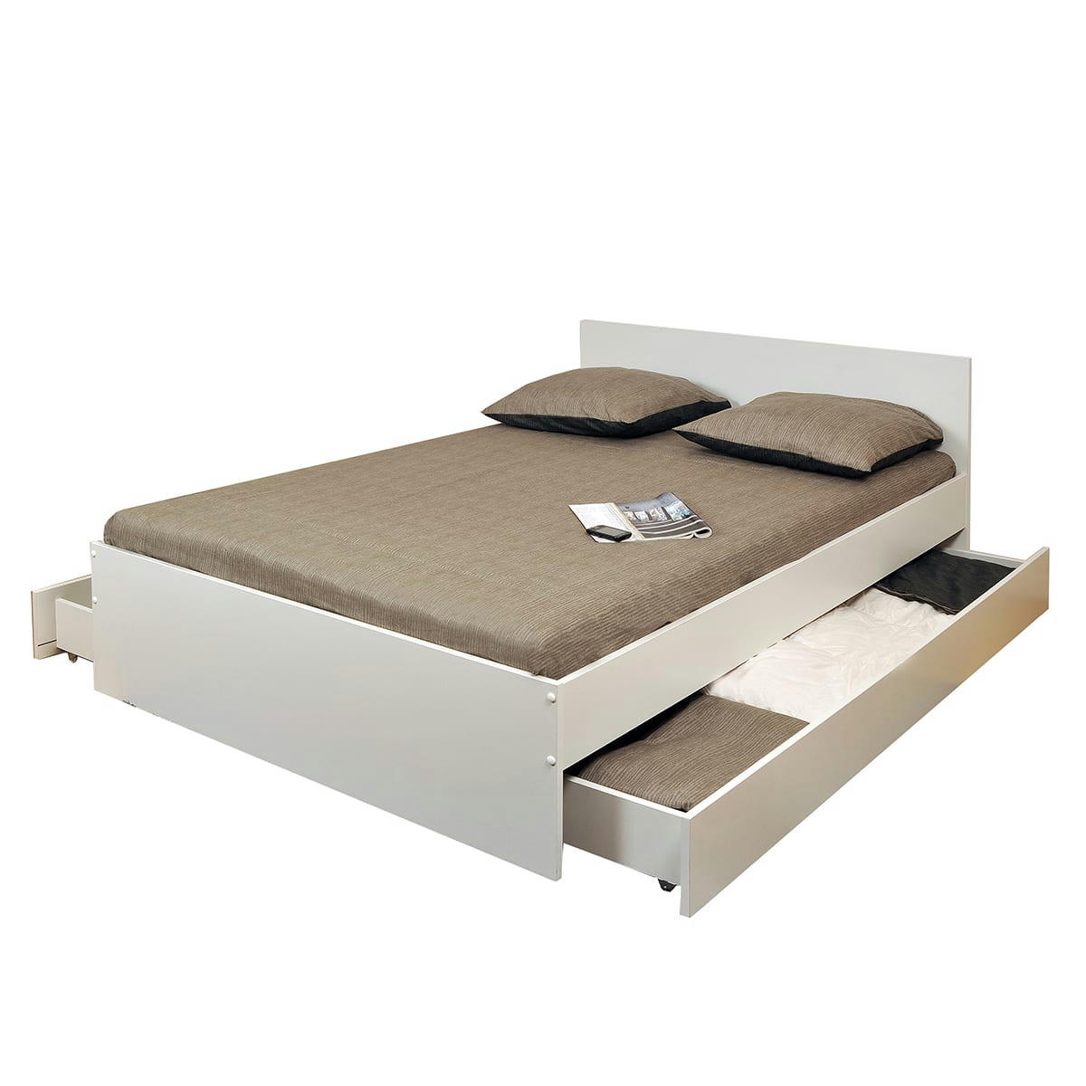 - Lit 160x200 inclus 2 tiroirs oslo blanc