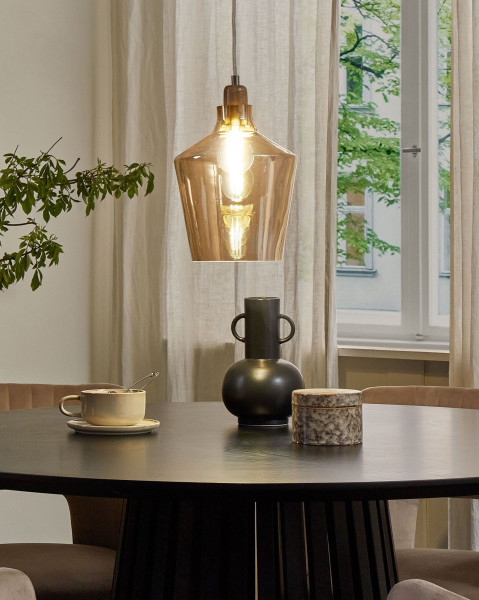 Lampa wisząca sufitowa szklana bursztynowa