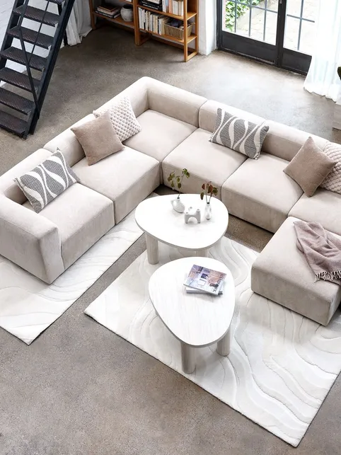 Sofamodul SKEJBY chaiselong/puf beige stof