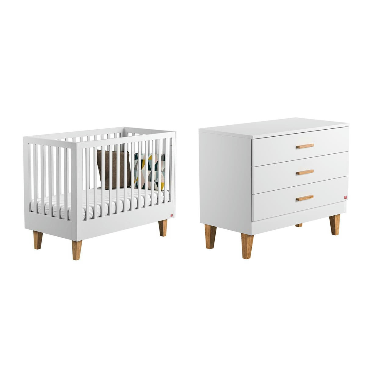 DUO - LOUNGE - Lit bébé 60x120 commode à langer blanc