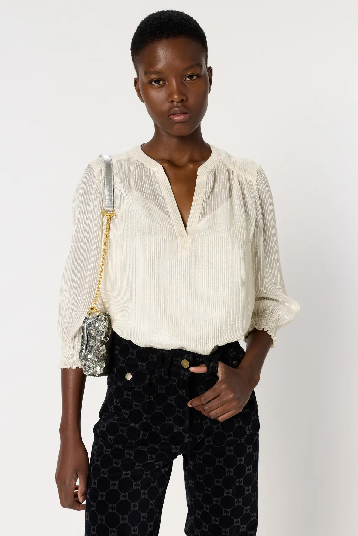 Blouse à rayures en lurex - AVRIL