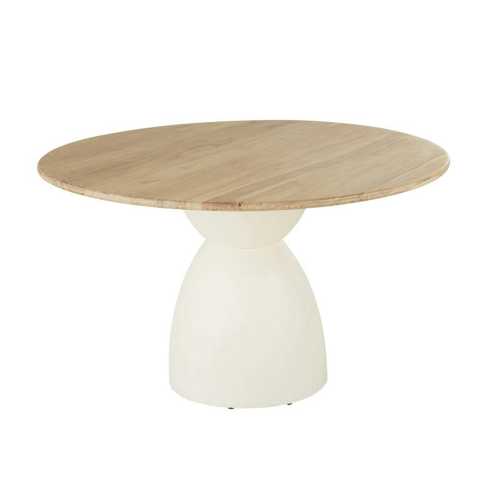 Sartene - Table à manger ronde bicolore 5/6 personnes D130
