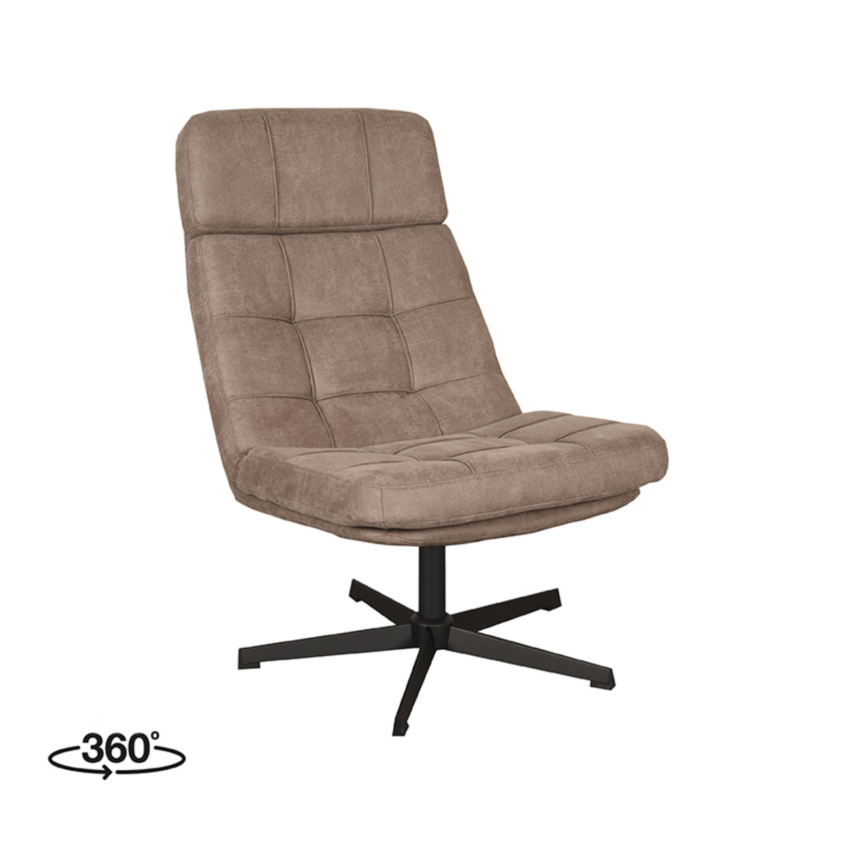 LABEL51 Fauteuil Alvar - Taupe Stof - Draaibaar