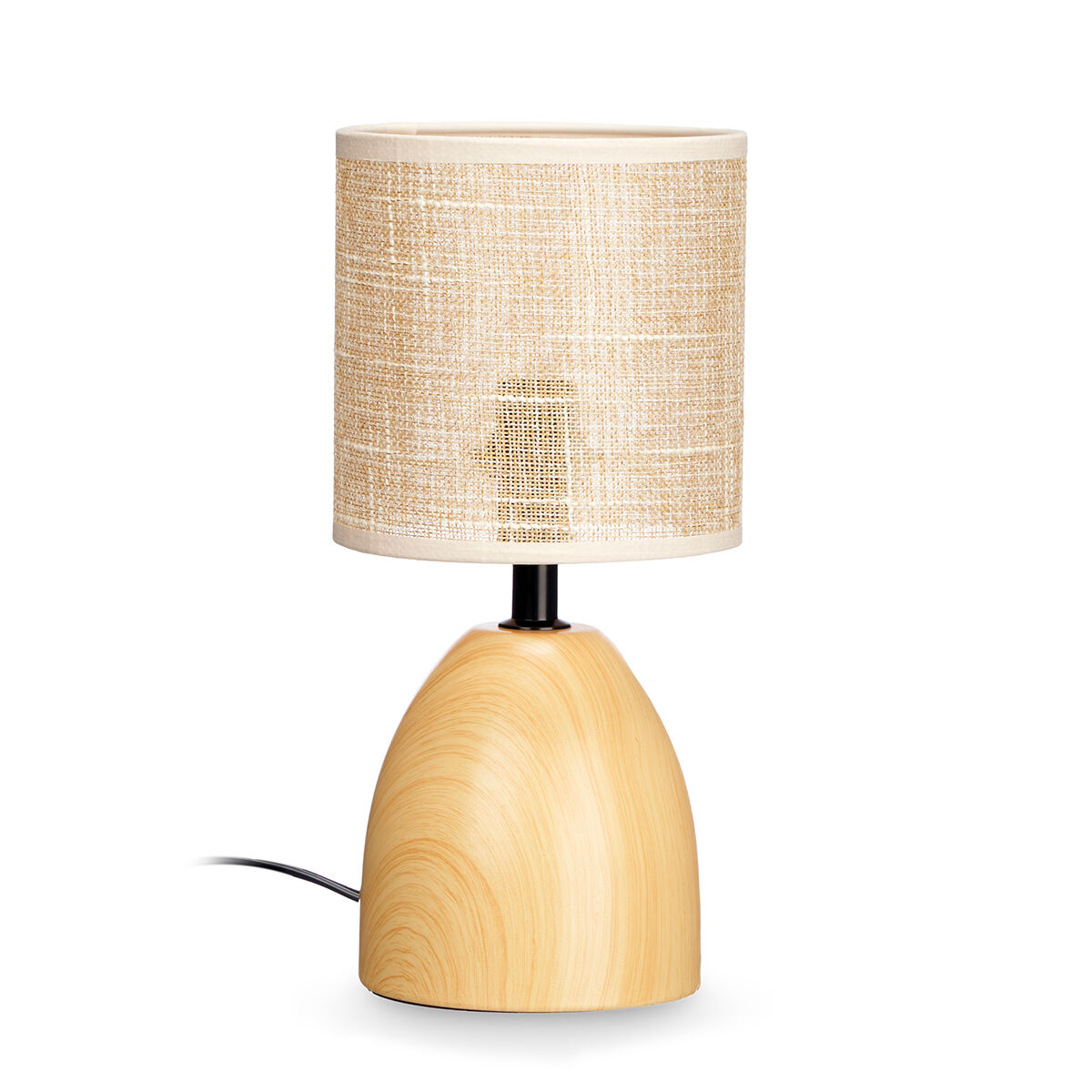 Candeeiro de mesa oval efeito madeira 28,5cm