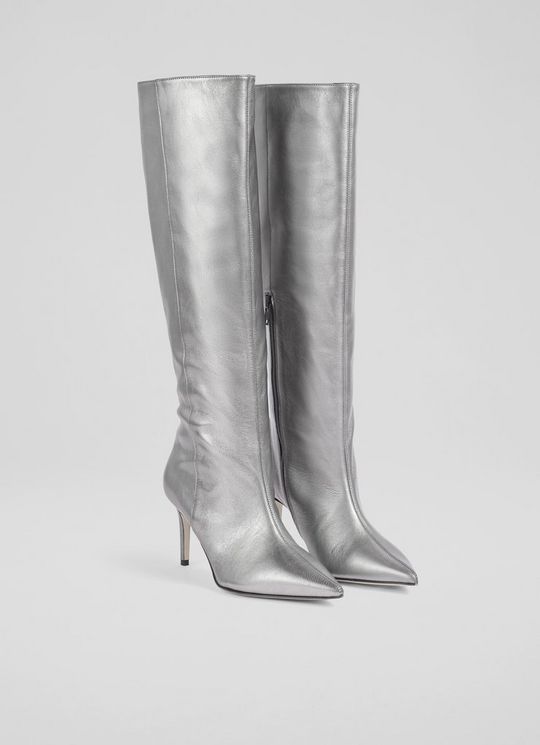 Astrid Pewter Pointed Semi Fitted Boot