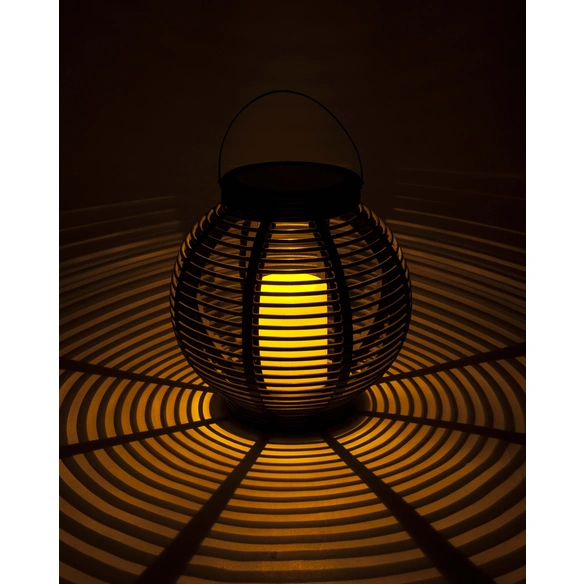 LED-Solarleuchte »Manila«, Ø: 32 cm, Flackerlicht, rund, Rattanoptik