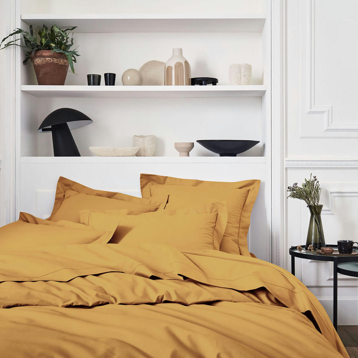 PREMIÈRE - Housse de couette unie en percale de coton  jaune 260x240