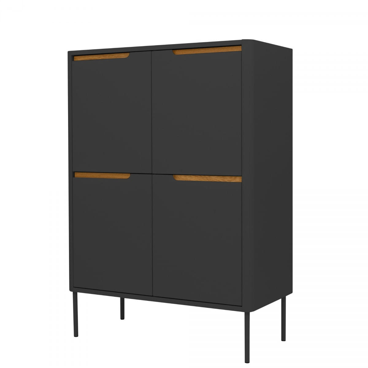 PATIPATI - Armoire design 4 portes en bois gris