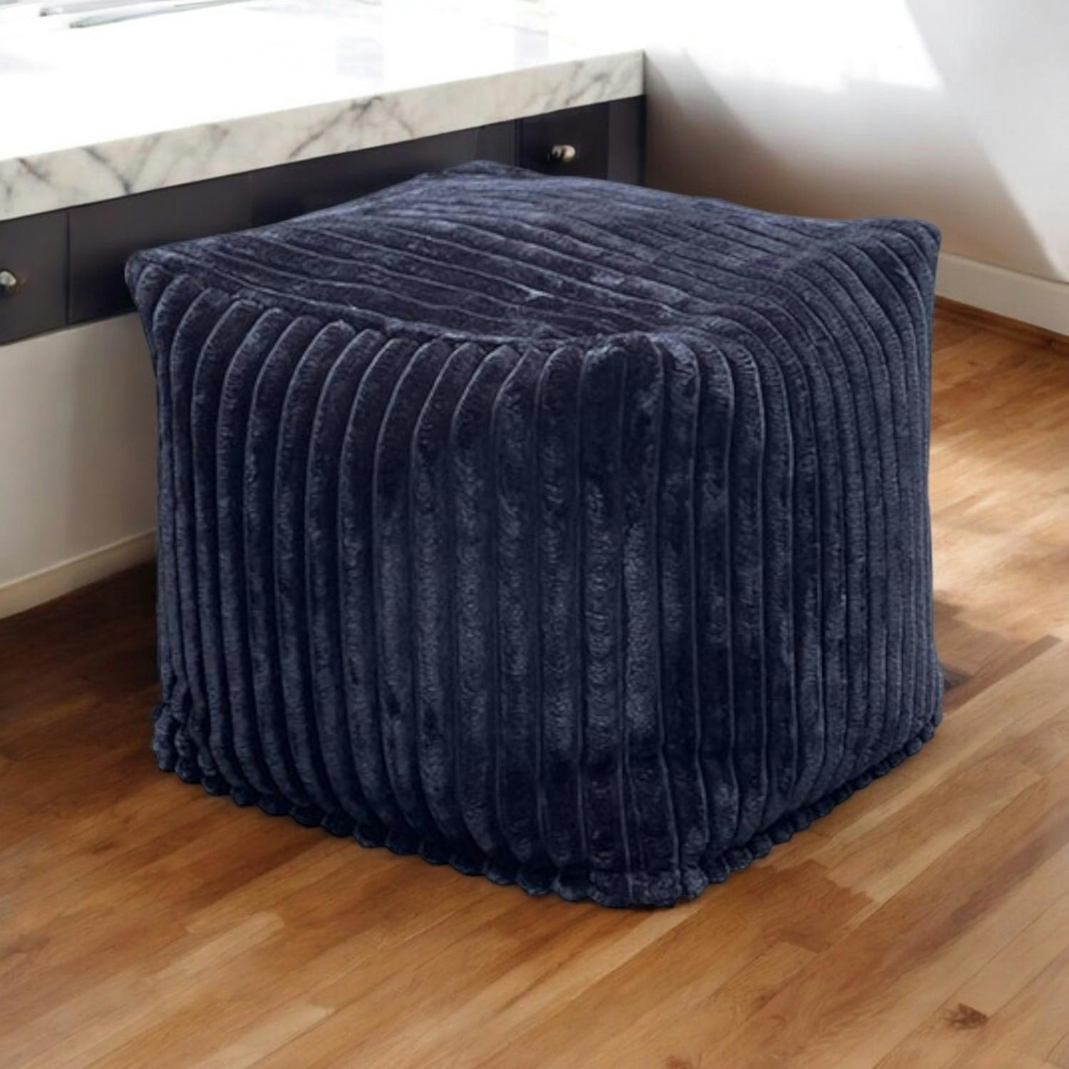Pouf carré velours grosses côtes anthracite VISBY