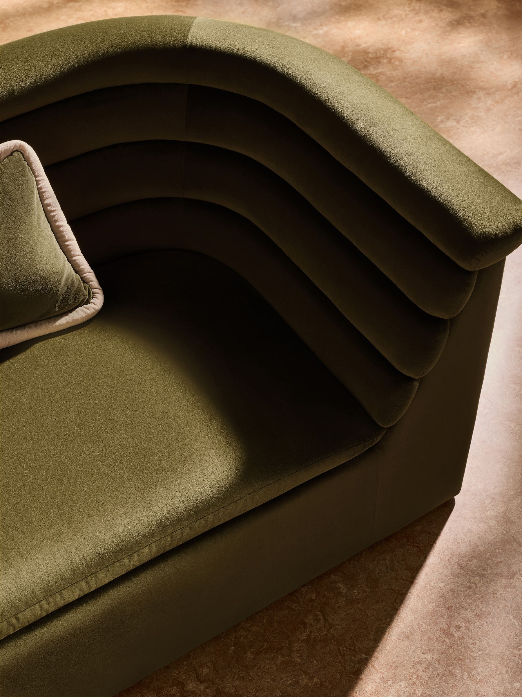 Olive Green Velvet Lineari 2 Seater Sofa