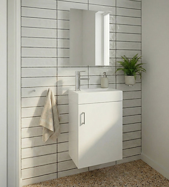 Meuble Salle de Bains avec vasque/lavabo lave mains à suspendre Mini 40 Blanc