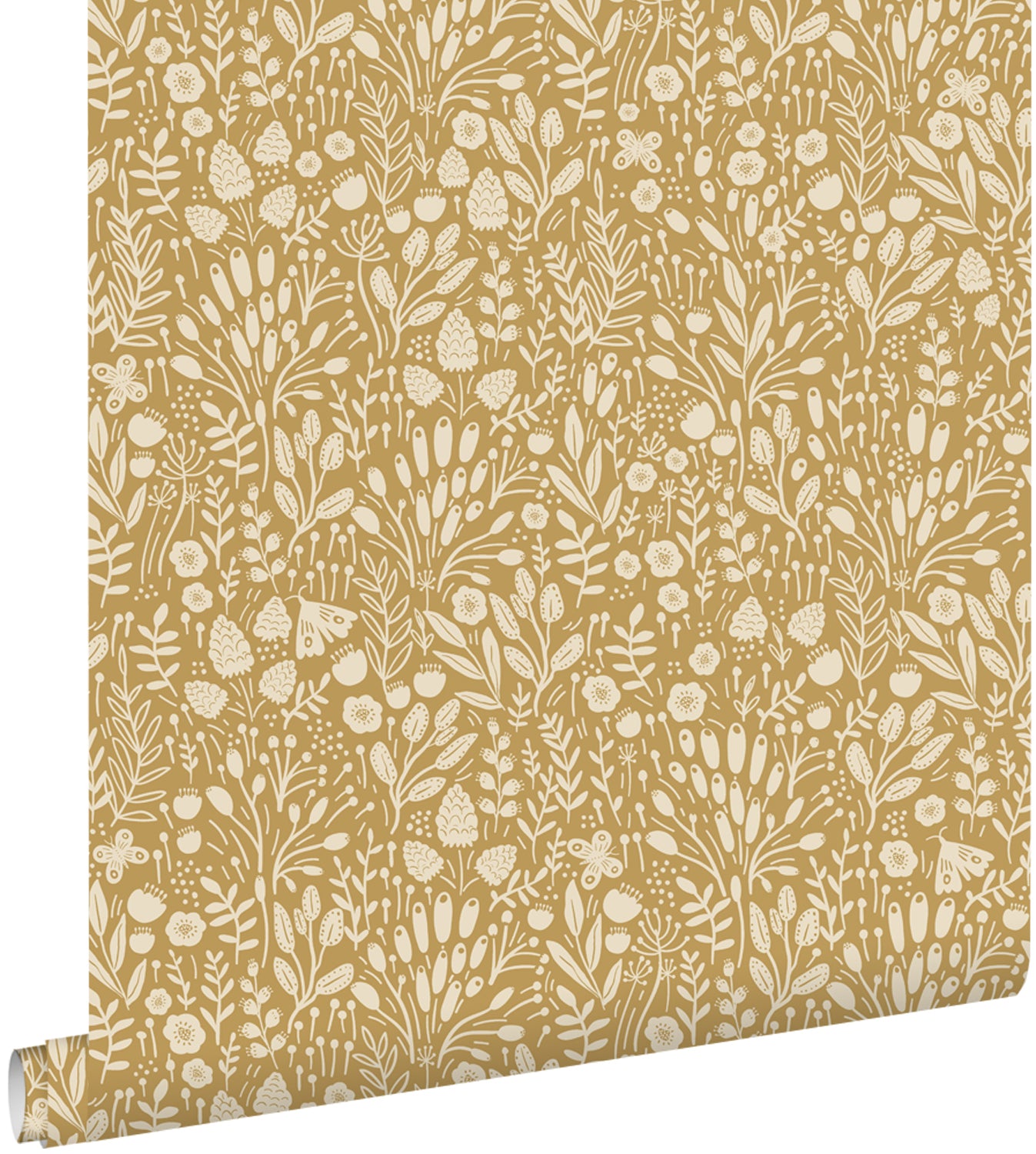 ESTAhome behang bloemetjes okergeel - 50 x 900 cm - 131252