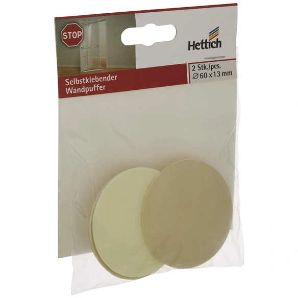 Wandpuffer, selbstklebend, Kunststoff, beige, Ø 60 x 13 mm, 2 St.
