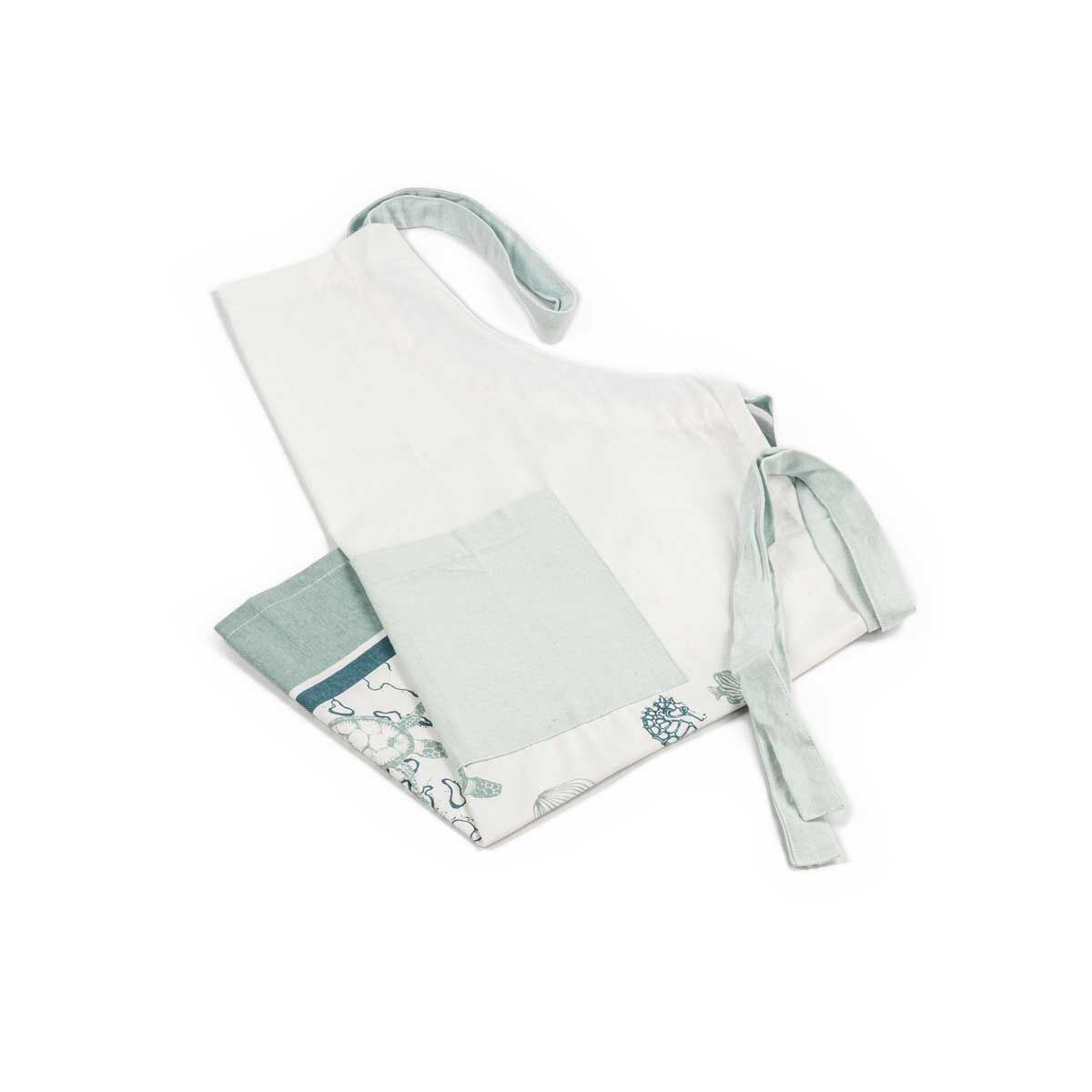 Avental OCEAN LIFE azul em algodão