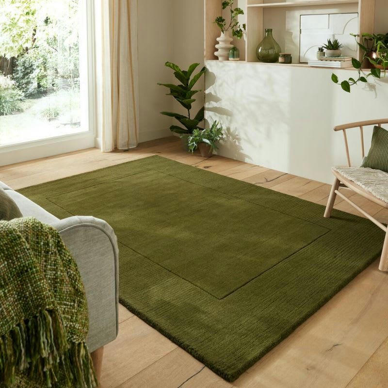 TUSCANY - Tapis classique Laine Rectangulaire Vert Kaki 120 x 170