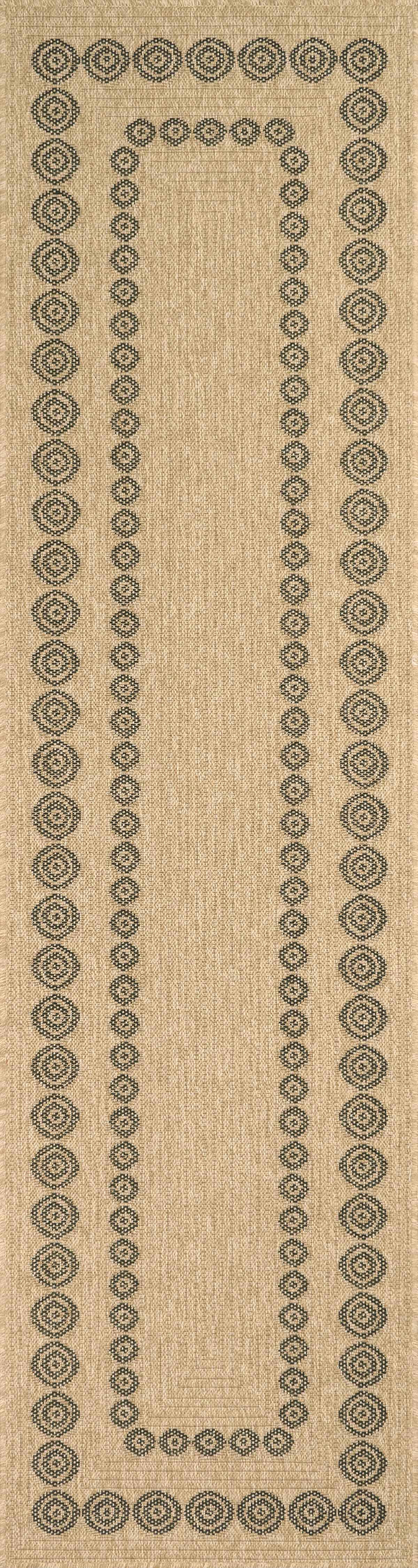 NATURE - Tapis intérieur et extérieur effet jute motif géométrique noir 80x150