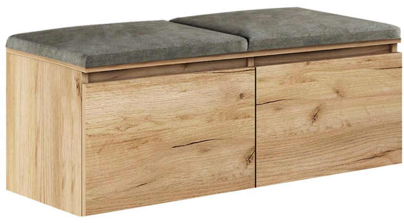 Zestaw Do Przedpokoju 2P8W Dąb Craft Złoty/Szary 100X37X212 Cm Welur Szary
