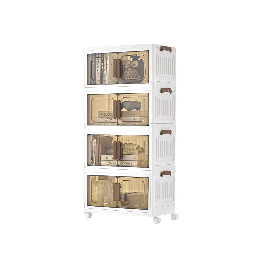 Boîte de rangement empilable avec roulettes et couvercle