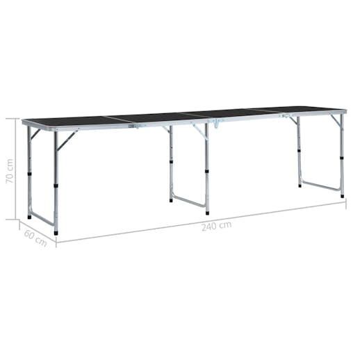 NNEVL Foldable Camping Table Grey Aluminium 240x60 cm