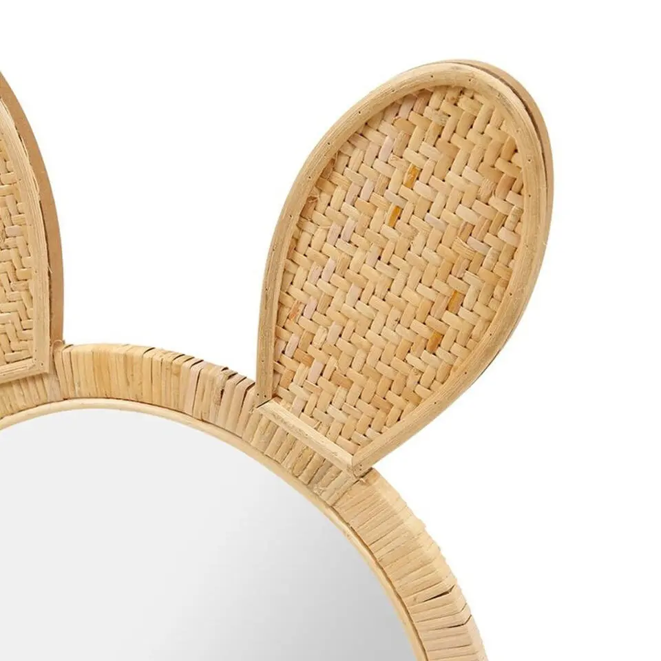 Ostaria Wandspiegel konijn - rotan - 29 cm - bohemian spiegel