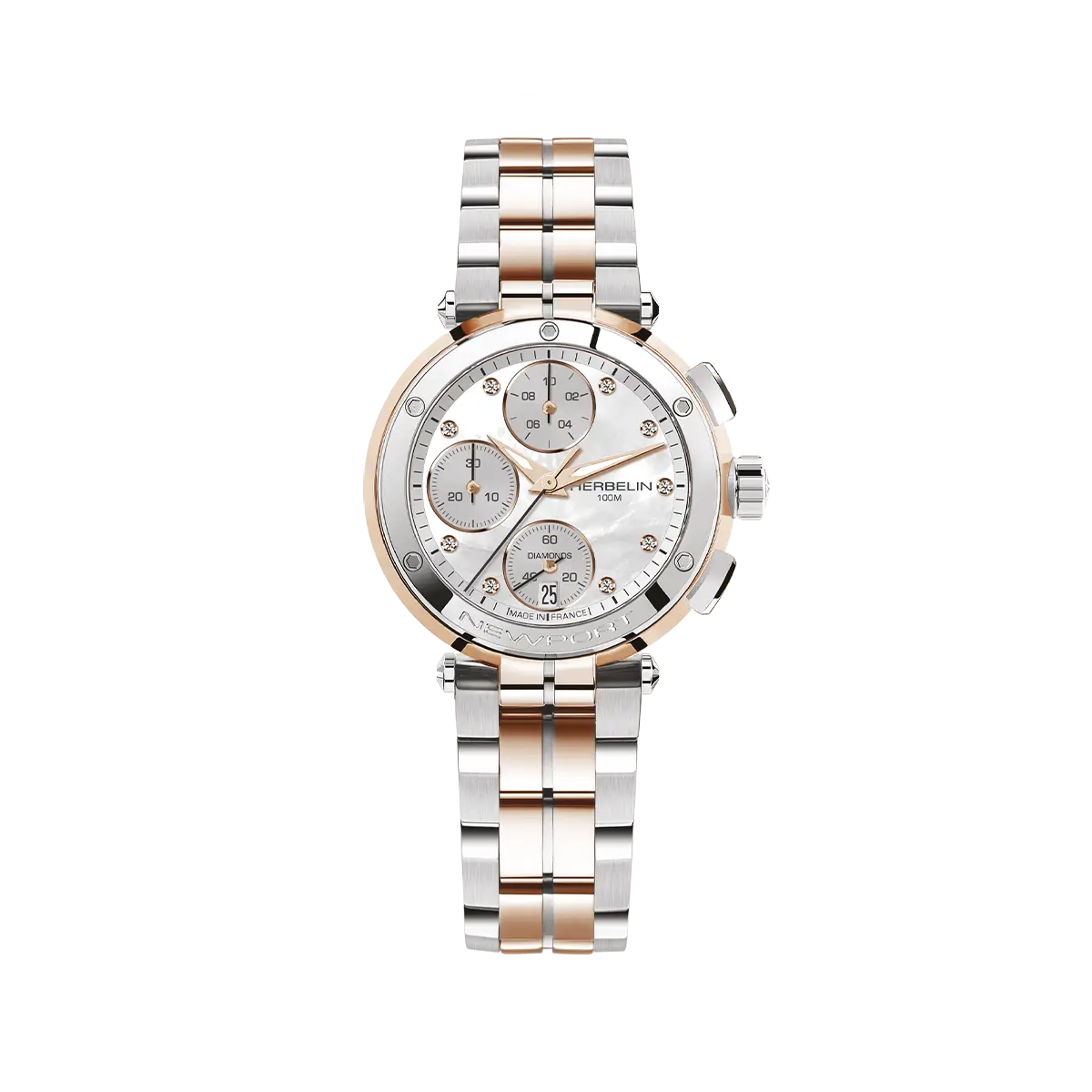 NEWPORT – CHRONOGRAPHE LADY – PVD OR ROSE & DIAMANTS