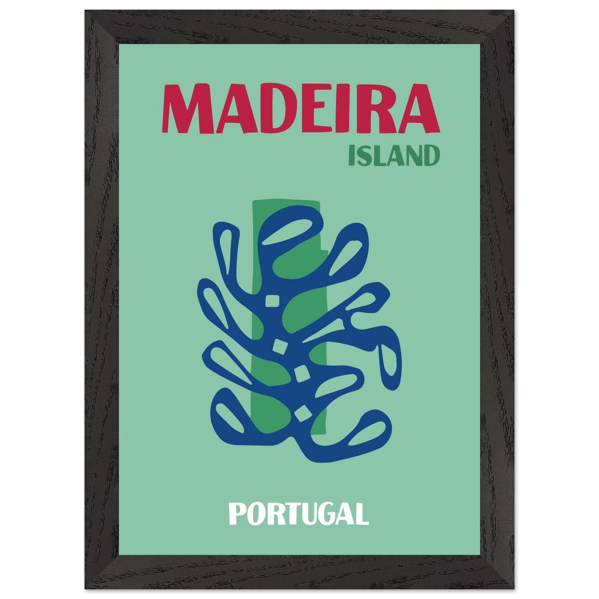 Artfulprints Poster met Lijst Portugal - Madeira  - A4 21x29.7 cm - Groen