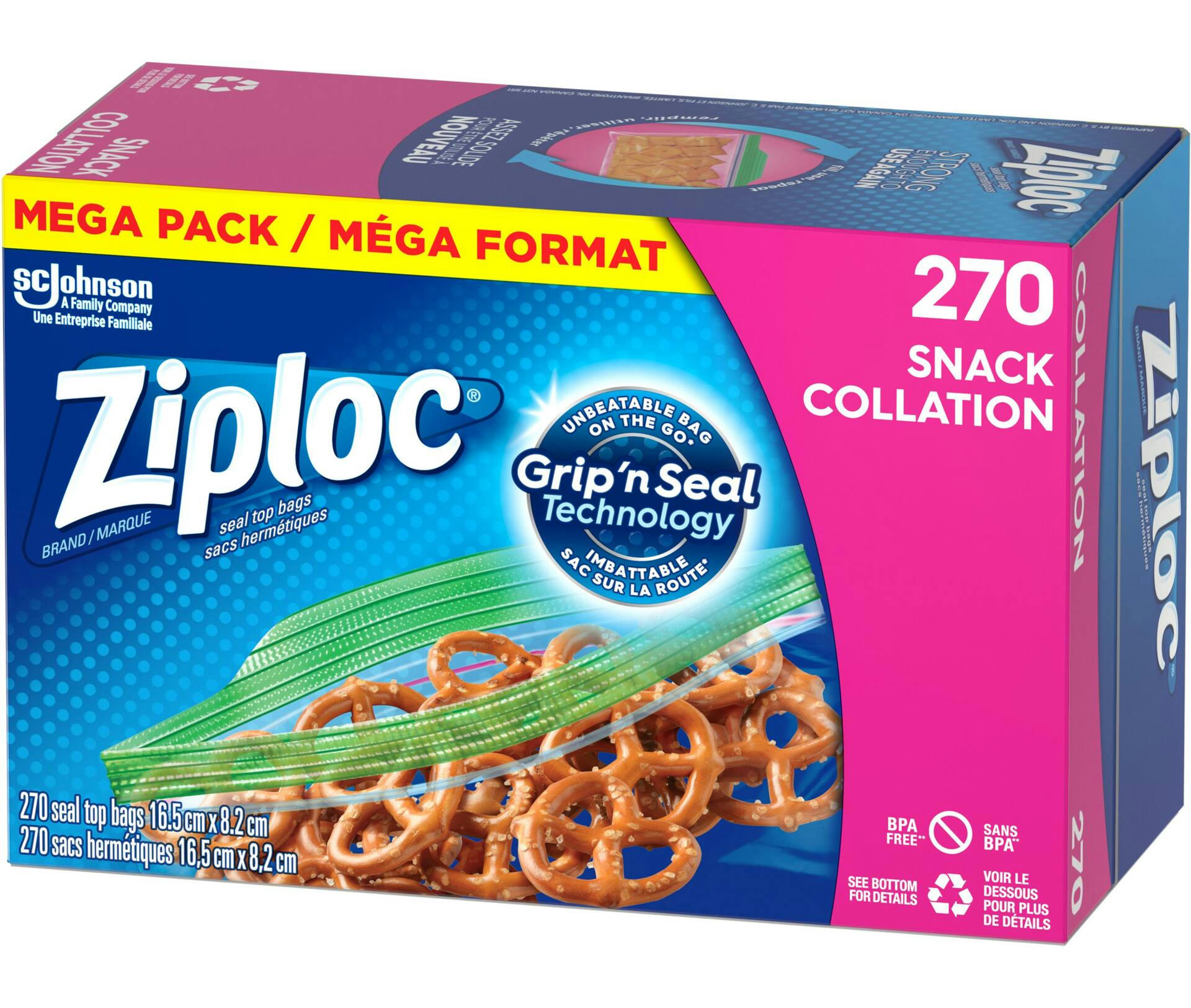 Ziploc Medium Plastic Freezer Bags Mega Pack, 520-mL, 75-pk