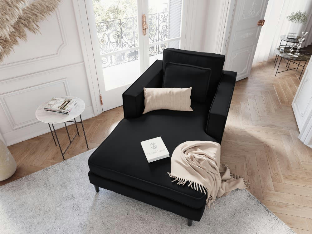 ALEXIS - Méridienne 1 place en velours noir