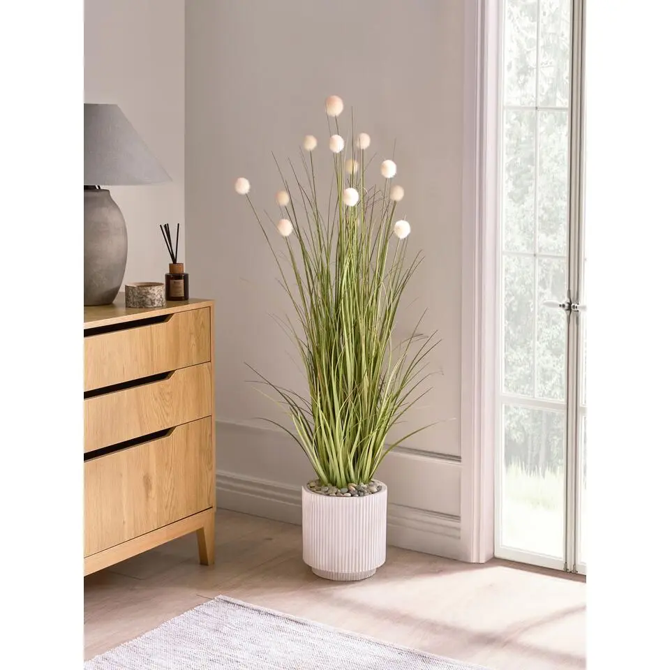 POMPOM GRASS - Kunstplant - Groen/Bruin - 120 cm - Synthetisch