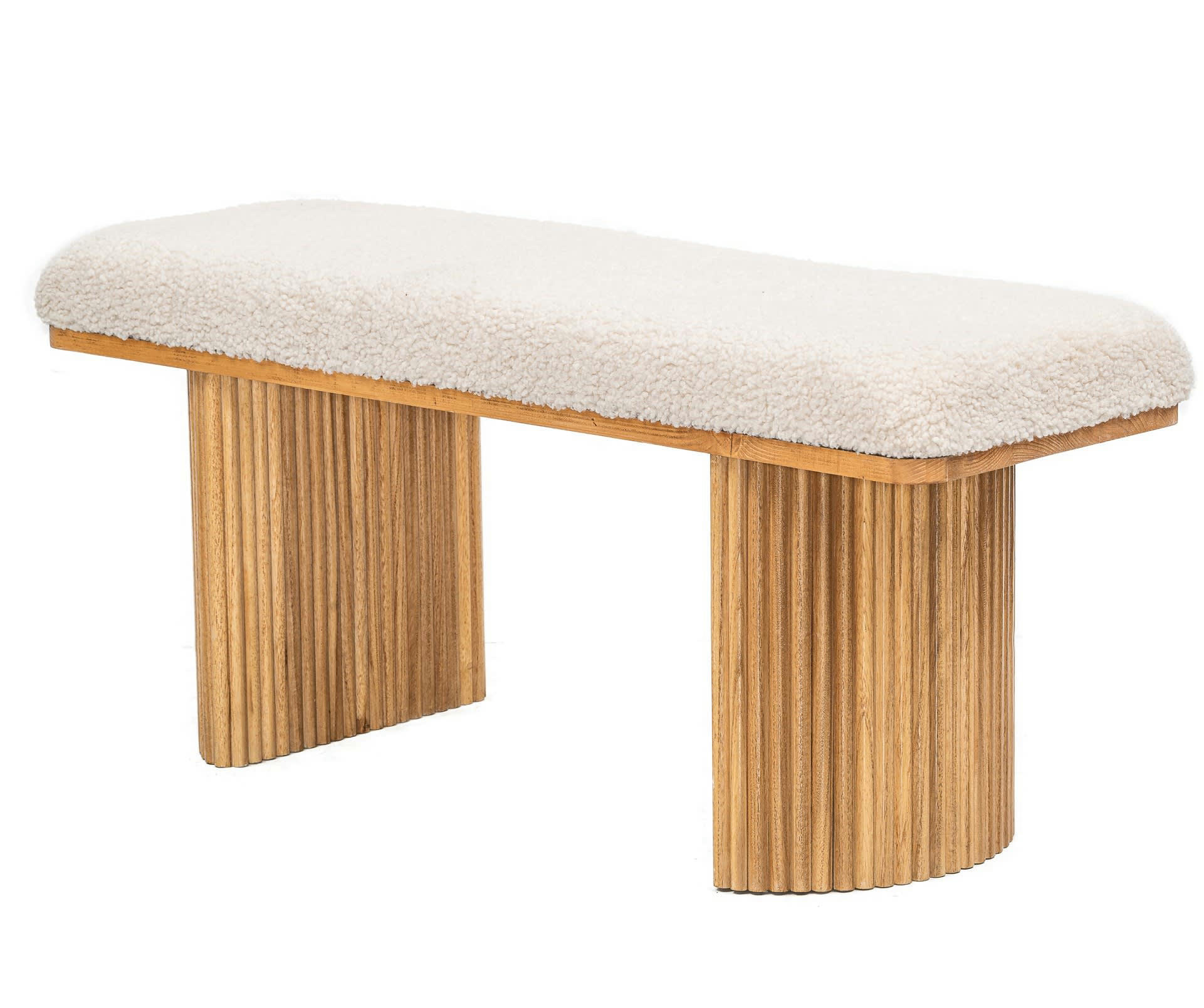 - Banc en bois massif et bouclettes blanc