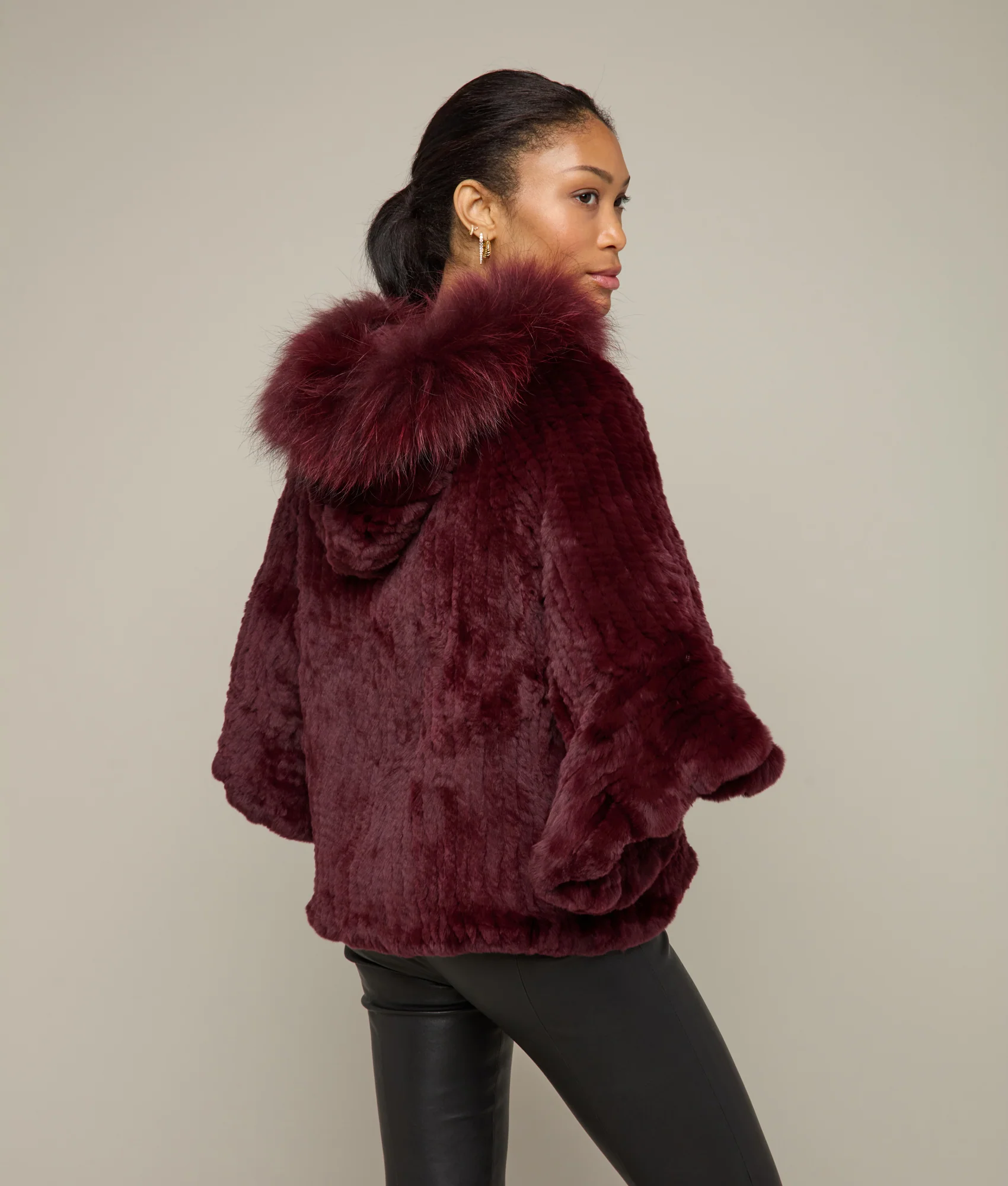 Empress Fur Caplet - Burgundy