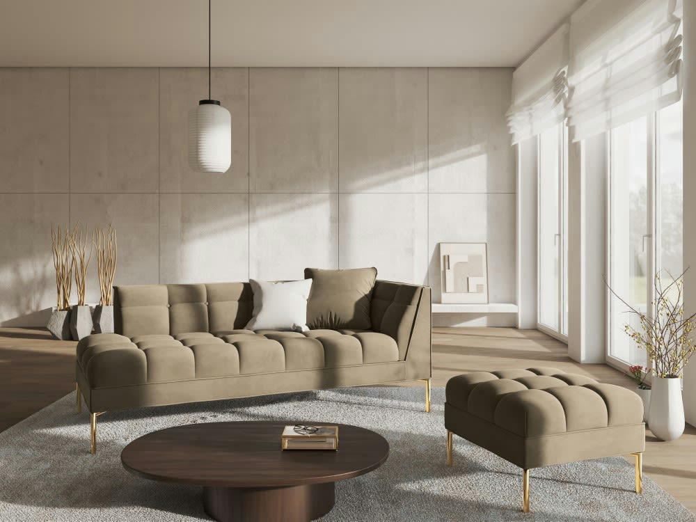 KAROO - Méridienne gauche velours cappuccino